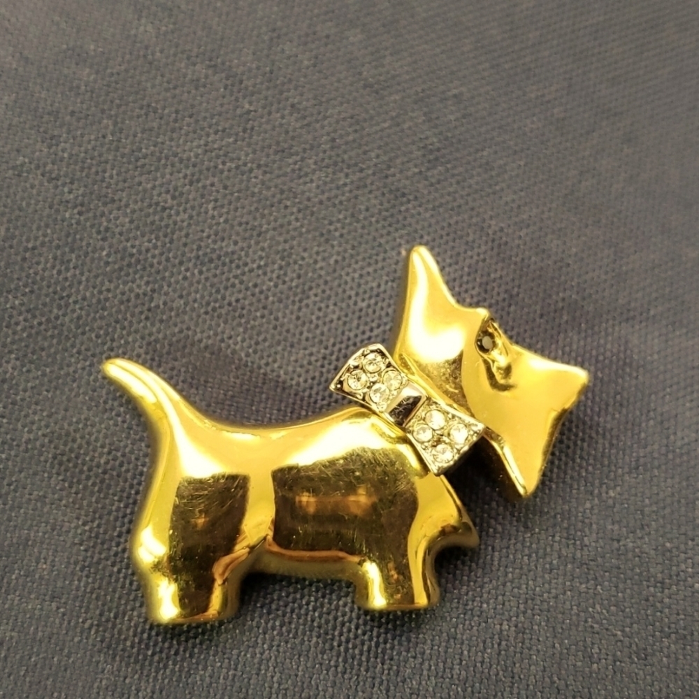 Vintage KEYES Scottie Dog Pin with Clear Rhinestones